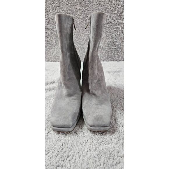 NEW Sam Edelman Jaye River Grey Suede Block Heel Platform Ankle Boots Sz 11 - Picture 4 of 6